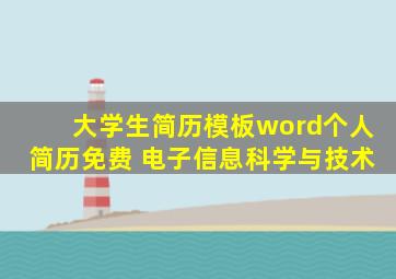 大学生简历模板word个人简历免费 电子信息科学与技术
